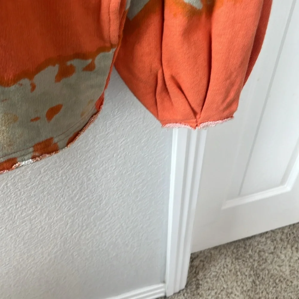 Free people pullover sweatshirt orange tie dye A22 NWOT XS
